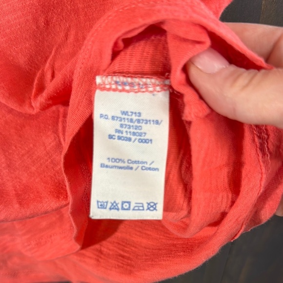 Boden Coral Orange 3/4 Sleeve Relaxed Boatneck Tee w/ Pocket 100% Cotton Medium - Picture 4 of 5